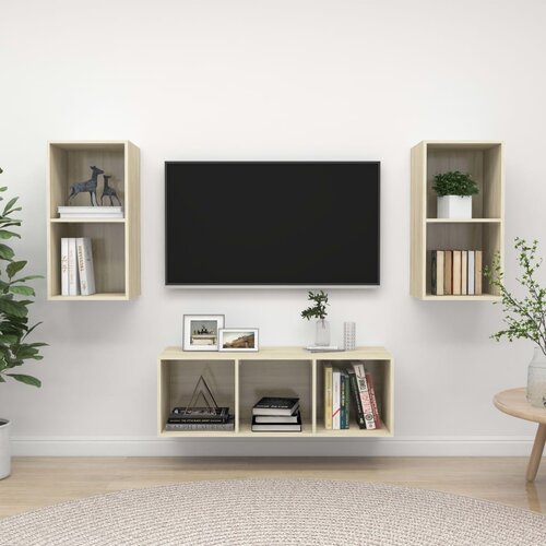 VidaXL 3-dijelni set TV ormarića boja hrasta sonome od iverice Slike