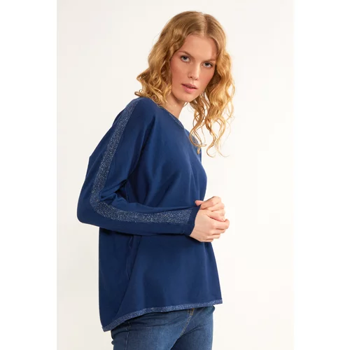 Monnari Woman's Jumpers & Cardigans Women's Sweater With Shimmering Thread Navy Blue