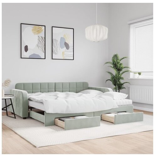 vidaXL Dnevni krevet na razvlačenje svjetlosivi 90 x 190 cm baršunasti Cijene