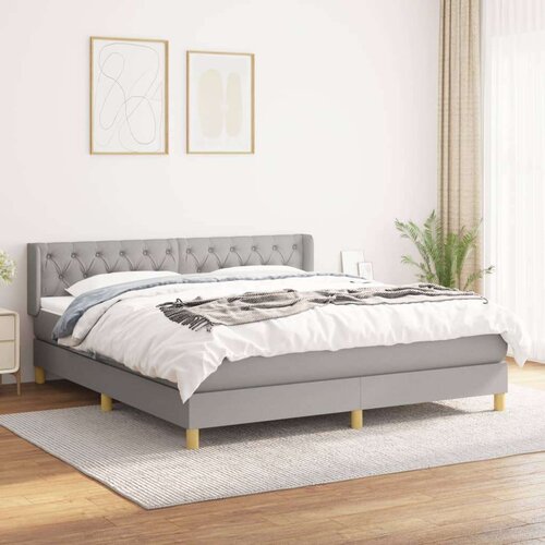  Box spring postelja z vzmetnico svetlo siva 160x200 cm žamet, (20846763) Slike