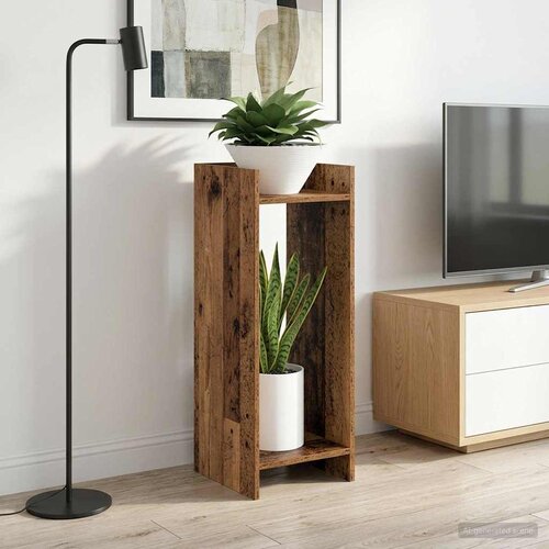  Stalak za biljke s policom 2 pcs Staro drvo 30 x 30 x 80 cm Cene