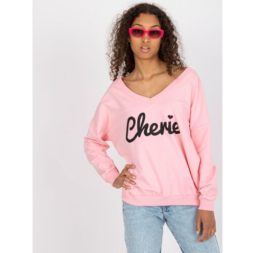 Fashion Hunters Light pink and black sweatshirt with an oversize print Slike