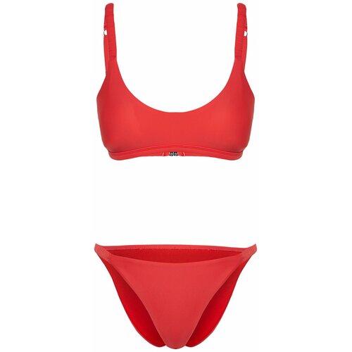 Trendyol Red Bralette Gathered Bikini Set Slike