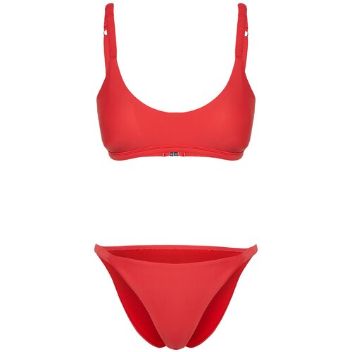 Trendyol Red Bralette Gathered Bikini Set Slike