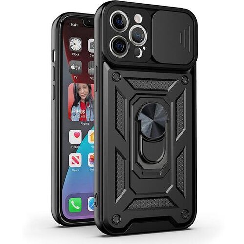 Onasi Silikonski ovitek Armor Ring z zaščito kamere za Samsung Galaxy S25 Plus - črn Cene