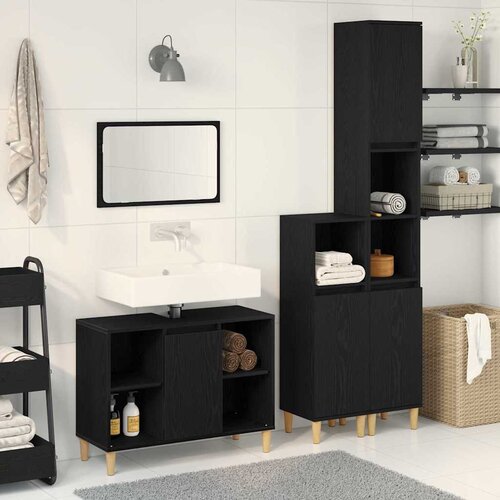  Set namje&scaron;taja za kupaonicu 3 pcs Crna Konstruirano drvo Cijene