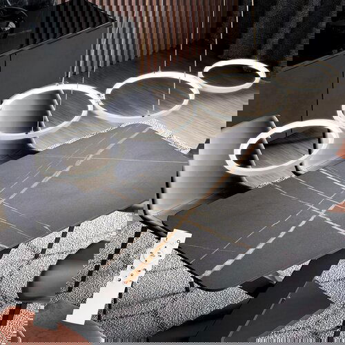 Nettlife Viseča LED svetilka Bela Moderna Diam.88cm Jedilna svetilka 4 Obroči Kovinski dizajn Zatemnilna z daljincem, (22122985) Cene