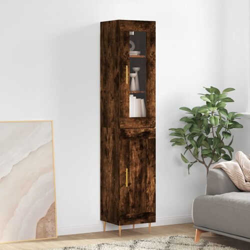 VidaXL Visoka omara dimljeni hrast 34,5x34x180 cm inženirski les Slike