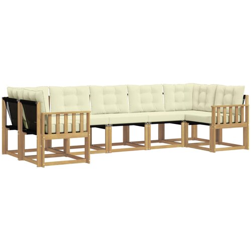  Set vanjskih sofa 7 kom. Bijela i krem Smeđa 304 x 128,5 x 73 cm Slike