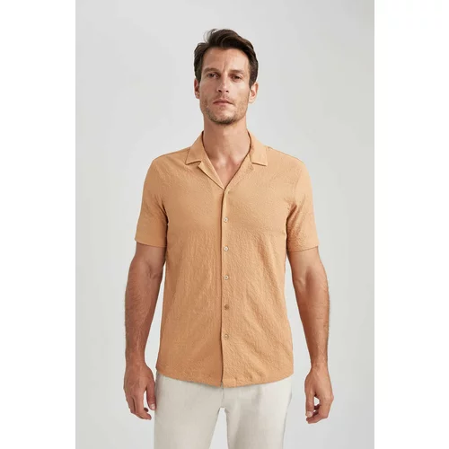 Defacto Modern Fit Resort Neck Crinkle Short Sleeve Shirt