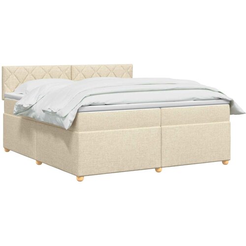  Boxspring krevet s madracem Krem 200 x 200 cm Tkanina Slike