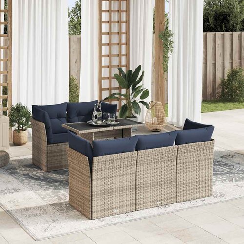 VidaXL 6-dijelni set vrtnih sofa poliratan i bagrem s jastucima sivi Slike
