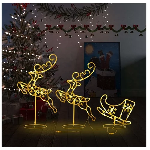  Božična leteča jelena in sani akril 260x21x87 cm toplo bela