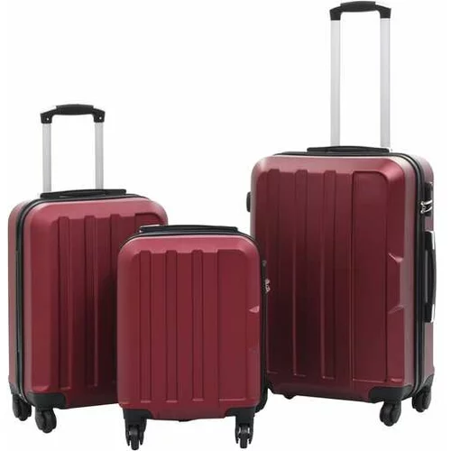  Trdi potovalni kovčki 3 kosi vinsko rdeči ABS