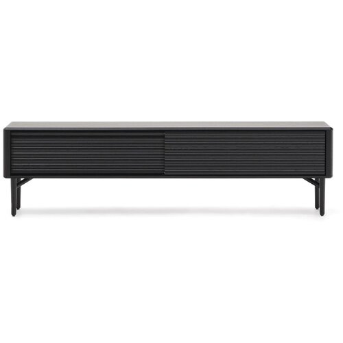 Kave Home Črna TV omarica v hrastovem dekorju 200x57x35 cm Lenon &amp;ndash; Slike