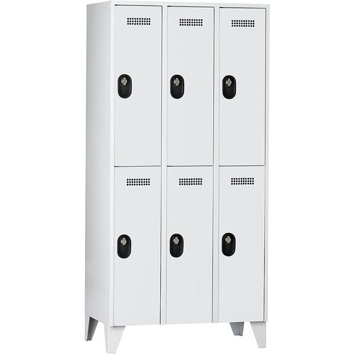 Wolf Garderobna omara, višina predelka 820 mm, VxŠxG 1850 x 900 x 500 mm, širina razdelka 300 mm, barva korpusa / vrat svetlo siva / svetlo siva Cene