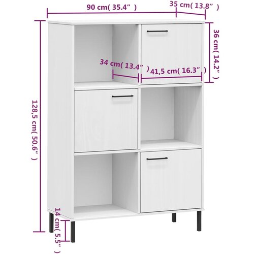  Regal za knjige bijeli 90x35x128,5 cm drveni OSLO Slike