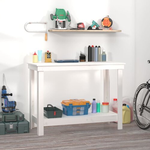 vidaXL Delovna miza bela 110x50x80 cm trdna borovina Cene