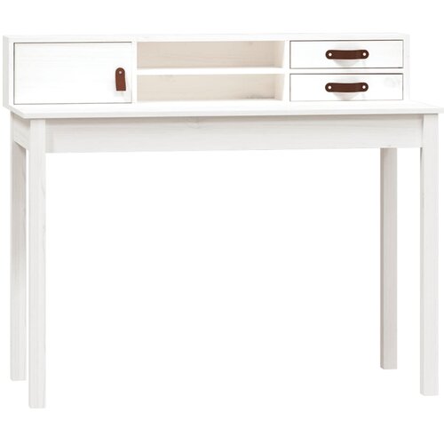  Radni stol bijeli 110 x 50 x 93 cm od masivne borovine Slike