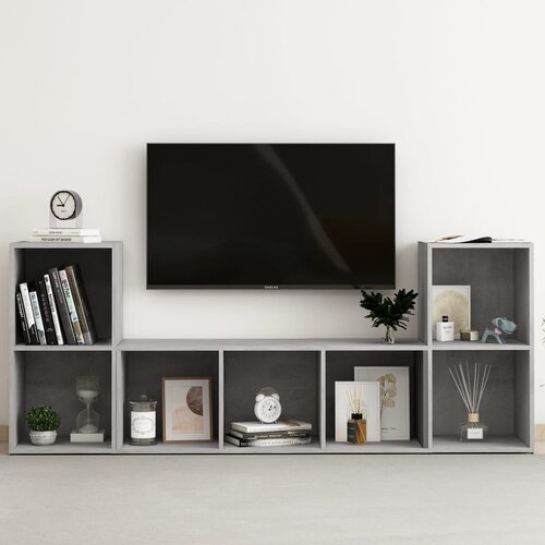  3-dijelni set TV ormarića siva boja betona konstruirano drvo Cijene