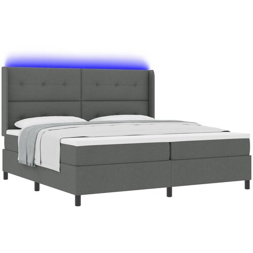 vidaXL Postelja z vzmetnico in LED temno siva 200x200 cm tkanina, (22049495) Cene