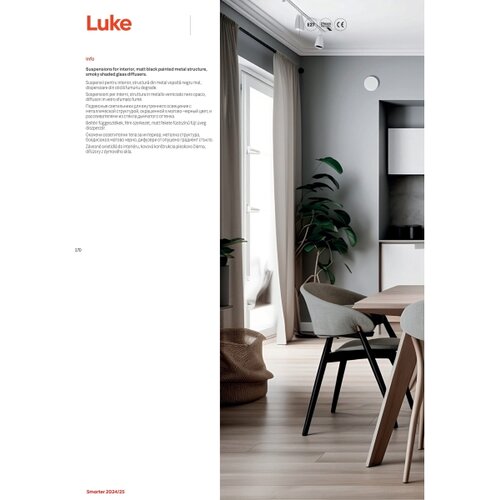  Redo 01-3197 - Visilica na sajli LUKE 3xE27/42W/230V, prečnik 46 cm, crna Slike