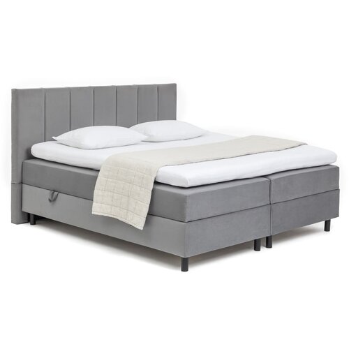 Bonami Selection Siva boxspring postelja s prostorom za shranjevanje 160x200 cm Elva Bold Line – Cene