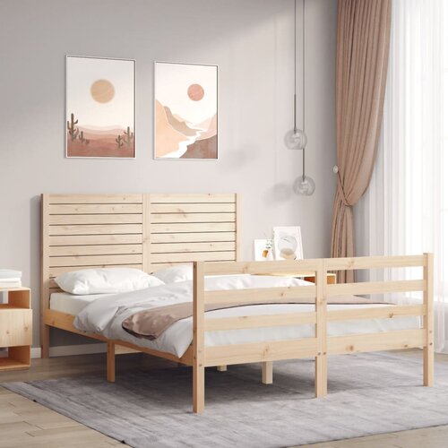 vidaXL Posteljni okvir z vzglavjem 140x190 cm trden les Cene
