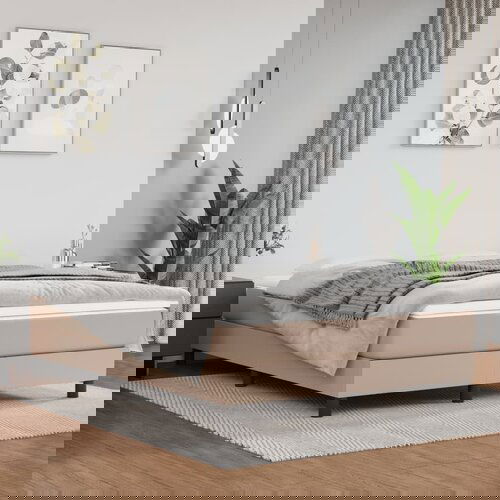 VidaXL Okvir kreveta s oprugama boja cappuccina 140x200cm umjetna koža Slike