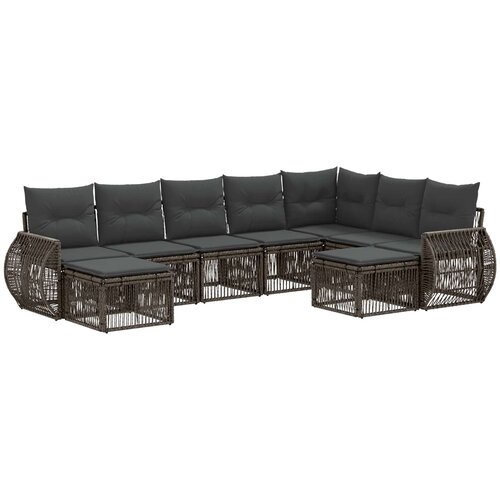 vidaXL Vrtna sedežna garnitura 9 pcs Siva poli ratan, (5000272689) Cene
