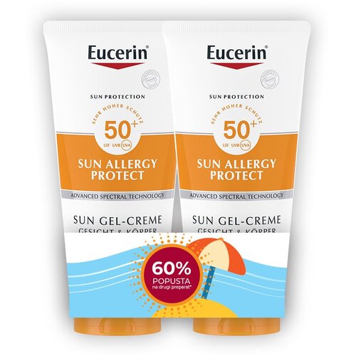 EUCERIN&amp;reg; BOX Gel-krem za za&amp;scaron;titu od sunca i od alergija SPF 50 200ml + 200ml Slike