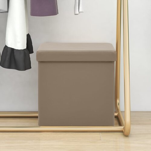 The Living Store Zložljiv stolček s prostorom za shranjevanje kapučino PVC - Stolček S Prostorom Za Shranjevanje, (21481998) Slike