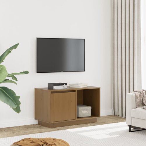 TV ormarić smeđa boja meda 74 x 35 x 44 cm od masivne borovine Cene