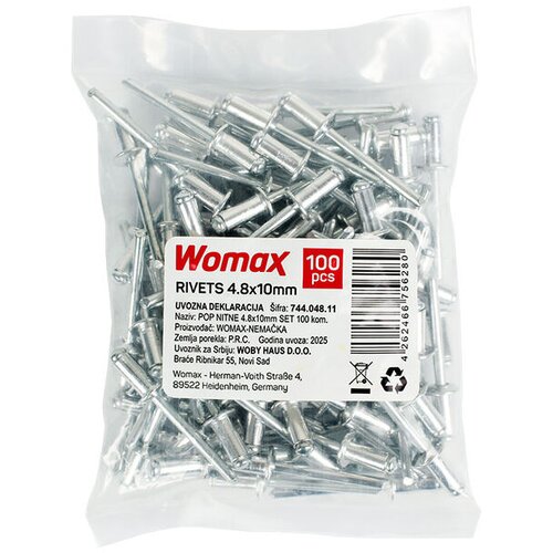 Womax Set pop nitni, 4.8x10 mm, 100 komada Slike
