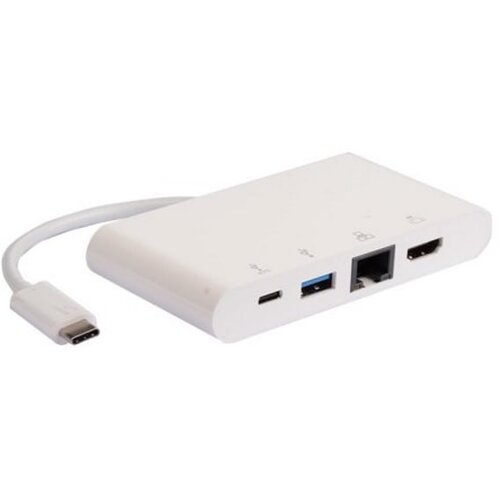 E-green Adapter USB 3.1 tip C (M) - HDMI + USB3.0 + RJ45 + tip C (F) beli Slike