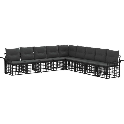  Set vanjskih sofa s jastukom 9 pcs Crna i tamno siva Poliester Cijene