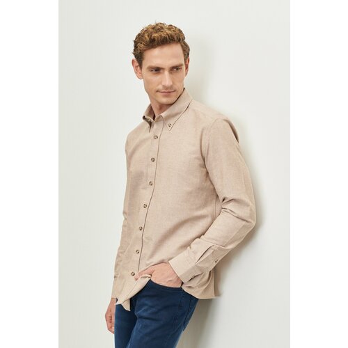 AC&Co / Altınyıldız Classics Men's Mink Buttoned Collar Tailored Slim Fit Oxford Shirt Slike