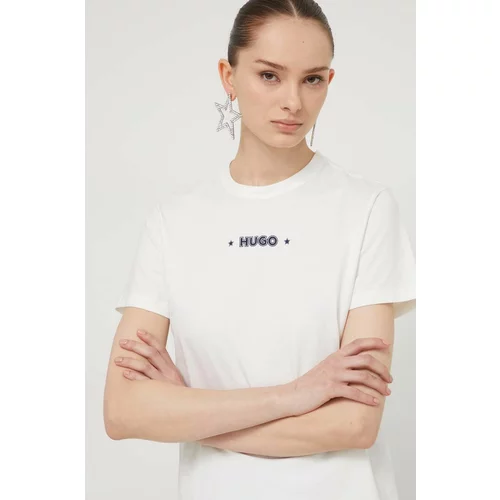 Hugo Bombažna kratka majica ženski, bela barva
