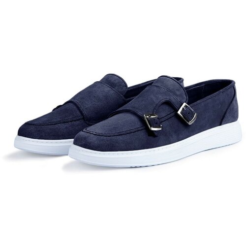 Ducavelli Airy Genuine Leather & Suede Men's Casual Shoes, Suede Loafers, Summer Shoes Navy Blue. Slike