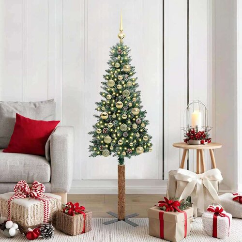vidaXL Ožja jelka med 150 LED Zelena in Bela 150 cm PVC in trden bor Cene