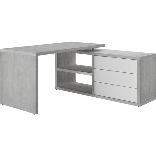 CARRYHOME kotna pisalna miza leseni material siva, bela, visoki sijaj Slike