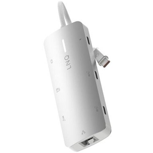 LINQ Multiport Hub Pro 8-in-1 HDMI 4K USB-C Power Delivery 140W 10Gbps, Siva, (22119440) Cene