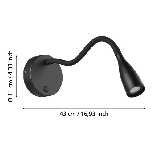 Eglo 901781 - olivandino fleksibilna zidna led lampa sa usb, 3,8 w, 230 v, crna Slike