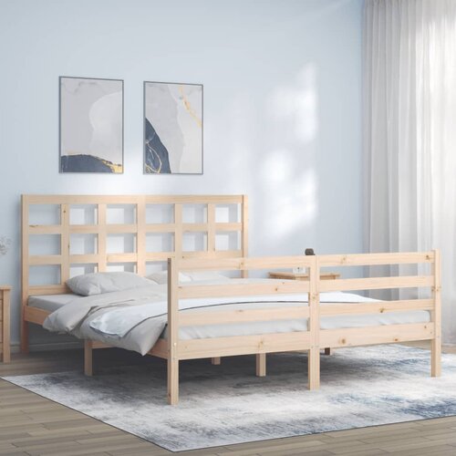 VidaXL Posteljni okvir z vzglavjem 160x200 cm trden les Slike