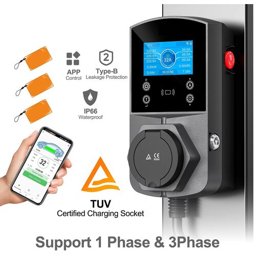  Punjač za električni auto Type 2 SMART Wallbox - Socket 22kW- 32A (trofazni) Cene