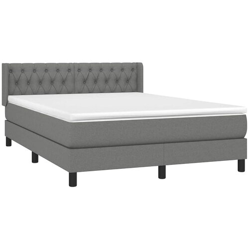  Krevet s oprugama i madracem tamnosivi 140x190 cm od tkanine Slike