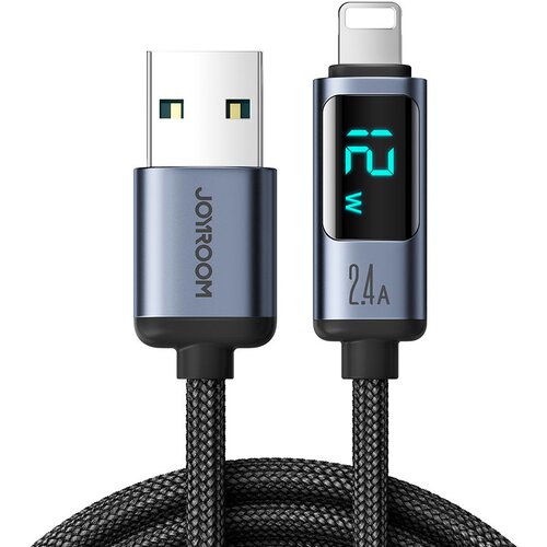 Joyroom Kabel za iPhone z LED Lightning zaslonom - USB-A 2.4A 1.2m črn, (21090932) Cene
