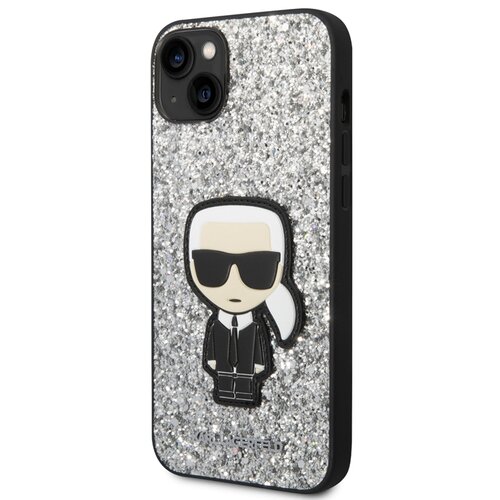 Karl Lagerfeld Trdo ohi&scaron;je za Apple iPhone 14 Plus Glitter Flakes Ikonik, Srebrna, (21244332) Cene