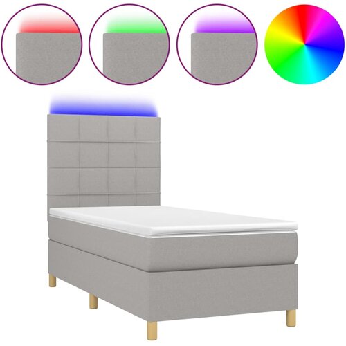 Maison Chic Box spring postelja - Vzmetna postelja z vzmetnico LED svetlo siva 90x190 cm blago SL16233, (21908882) Cene