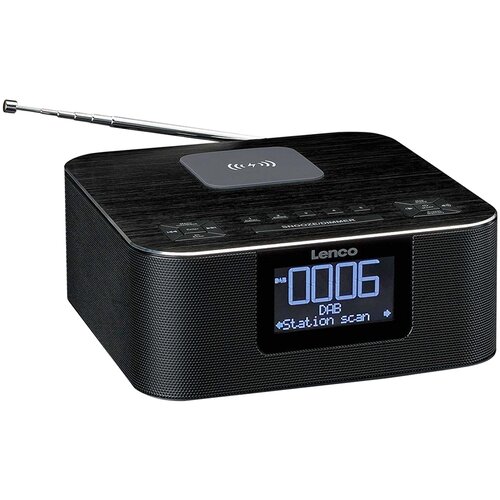 Lenco DAB+/FM stereo radio budilka z brezžičnim polnjenjem in Bluetoothom, Črna, (5000231729) Cene